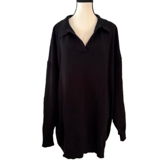 BloomChic Black sweatshirt lapel V Neck Size 4X-NWOT - Picture 2 of 8